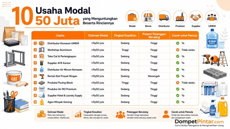 Ringkasan 10 Usaha Modal 50 Juta yang Menguntungkan